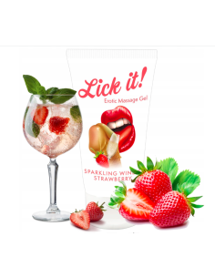 Erotični masažni gel Lick it Jagoda in penina